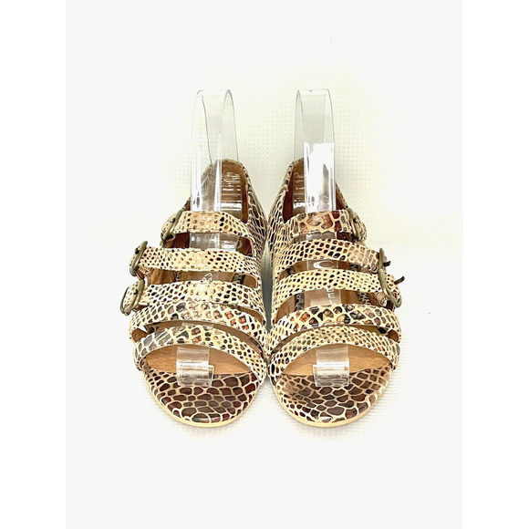 Jeffrey Campbell Cayman 5 Strap Brown Snake Embossed Sandals Women's Size 6 - Picture 2 of 12